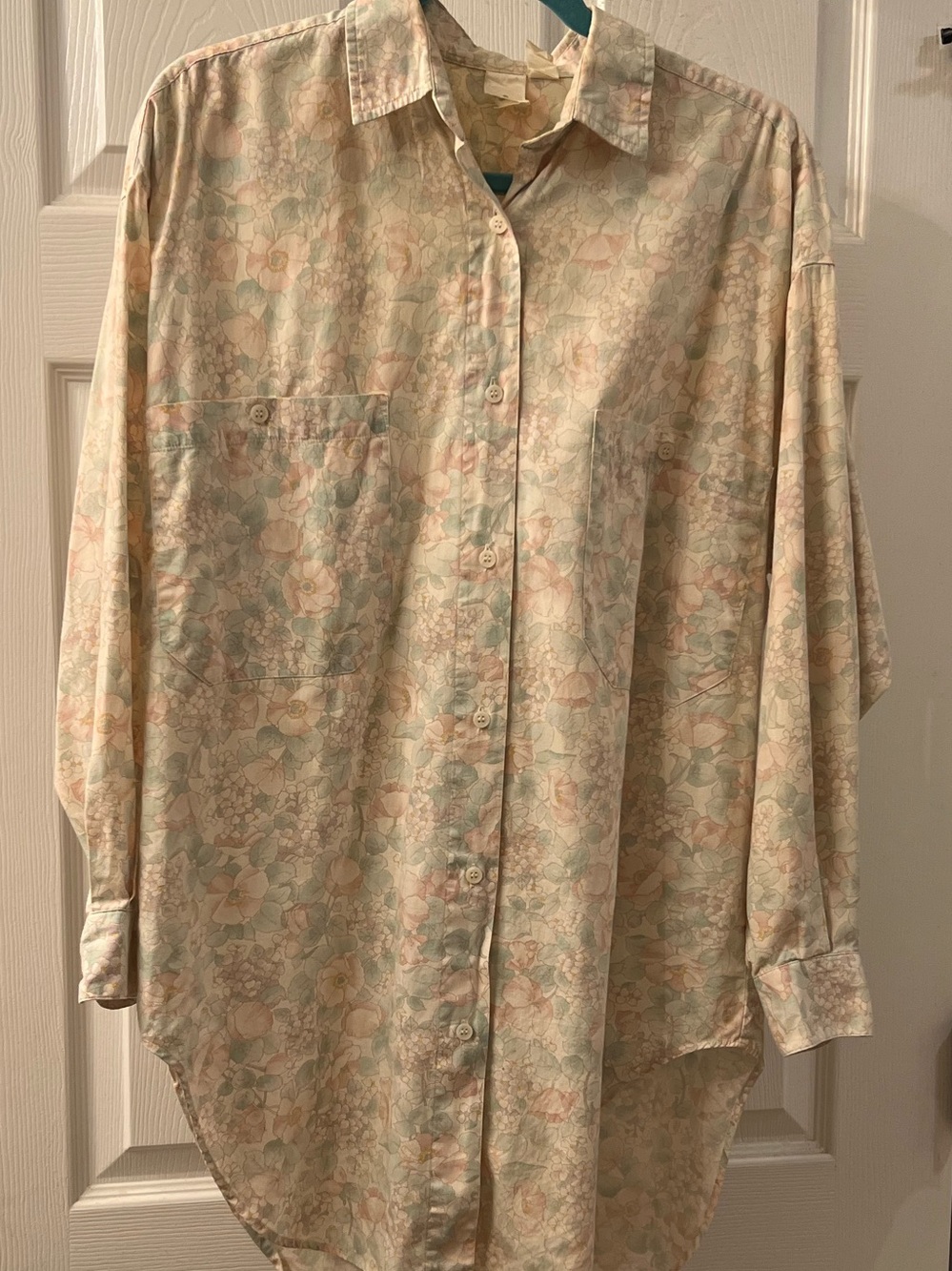 VTG 70s 80s Victoria’s Secret Gold Crown Label Floral Sleep Shirt Tunic S